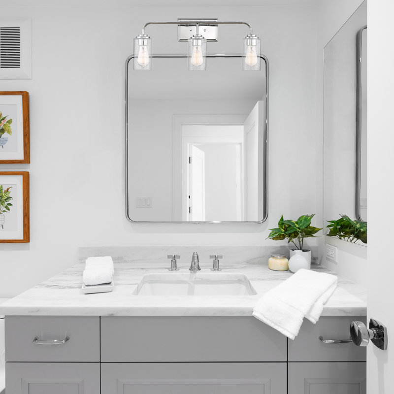 Cam Dimmable Vanity Light, 24.5" Width, Chrome, 3 Lights