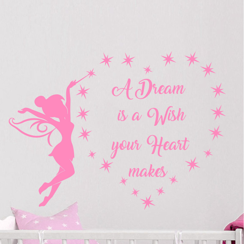 Décalcomanie murale un rêve est un voeu, Rose tendre