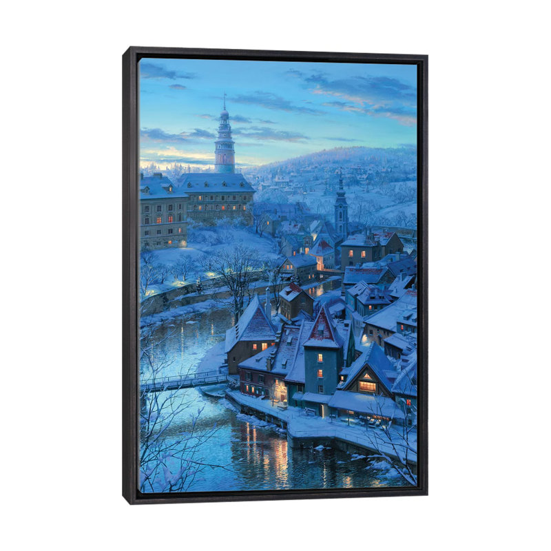 «Twilight In Krumlov» - reproduction de photo, H 60 po x l 40po x P 1,5 po, Cadre noir vieilli