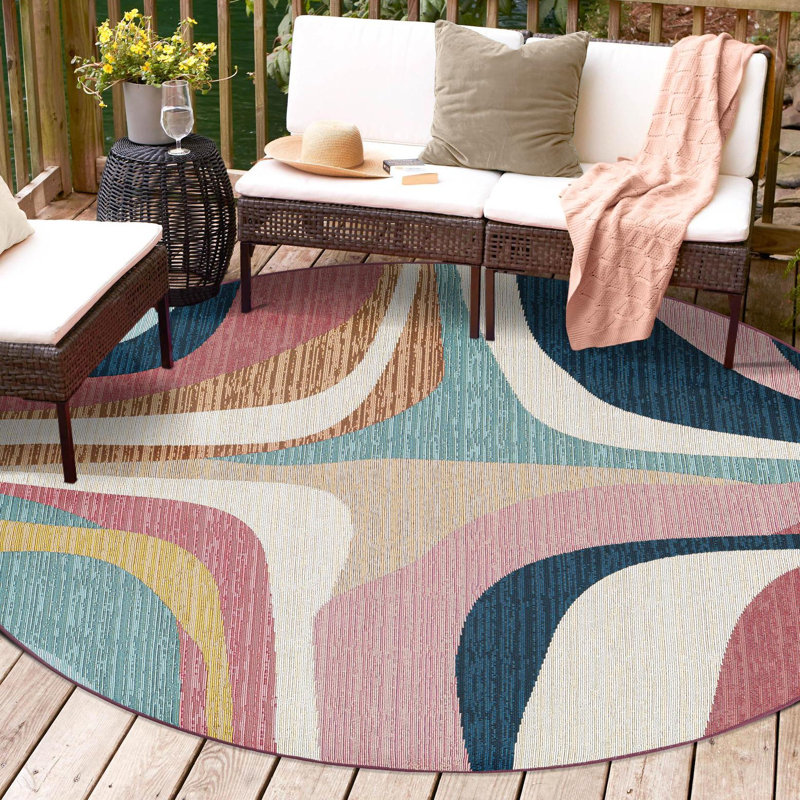 Slate Hower Indoor/Outdoor Area Rug, Round 3'1"