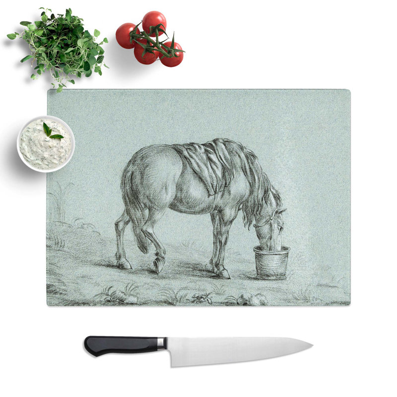 Tempered Glass a Drinking Horse Chopping Board, 28.5 cm W x 20 cm L