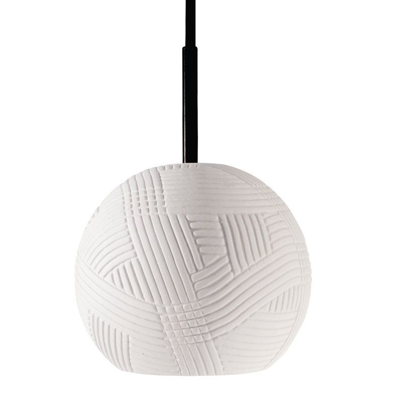 Luminaire suspendu sphère 1 lumière DEL Sherburn, Bisque