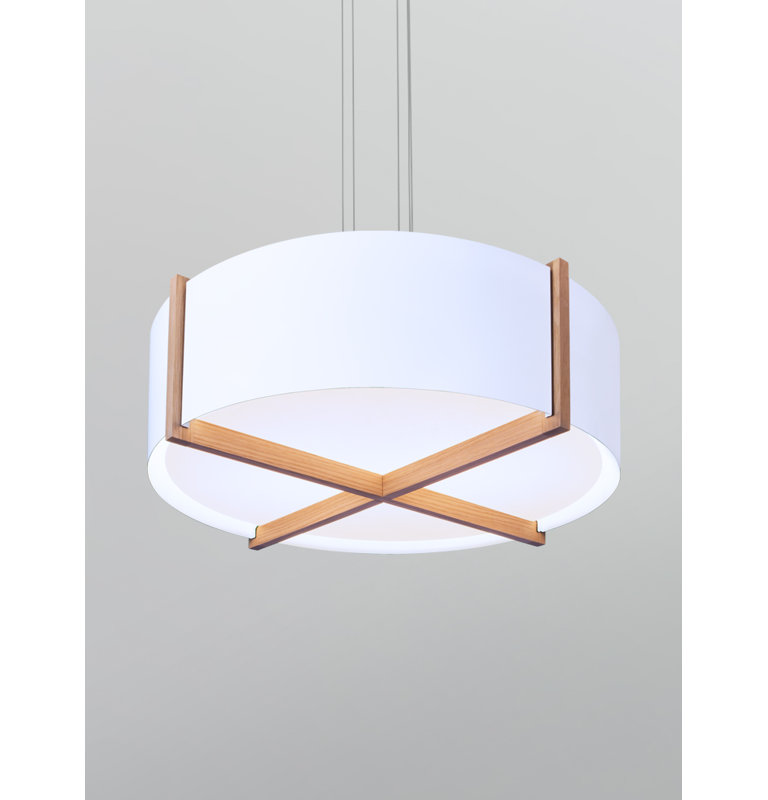 Plura 1 - Light LED Pendant, 10.4" H x 36" W x 36" D, 2700K, Walnut/Gloss White