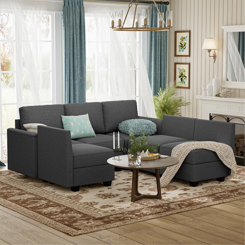 Canapé modulaire modulaire avec siège de rangement Canapé convertible pour salon / repose-pieds profond de 27 po / coussin en mousse viscoélastique