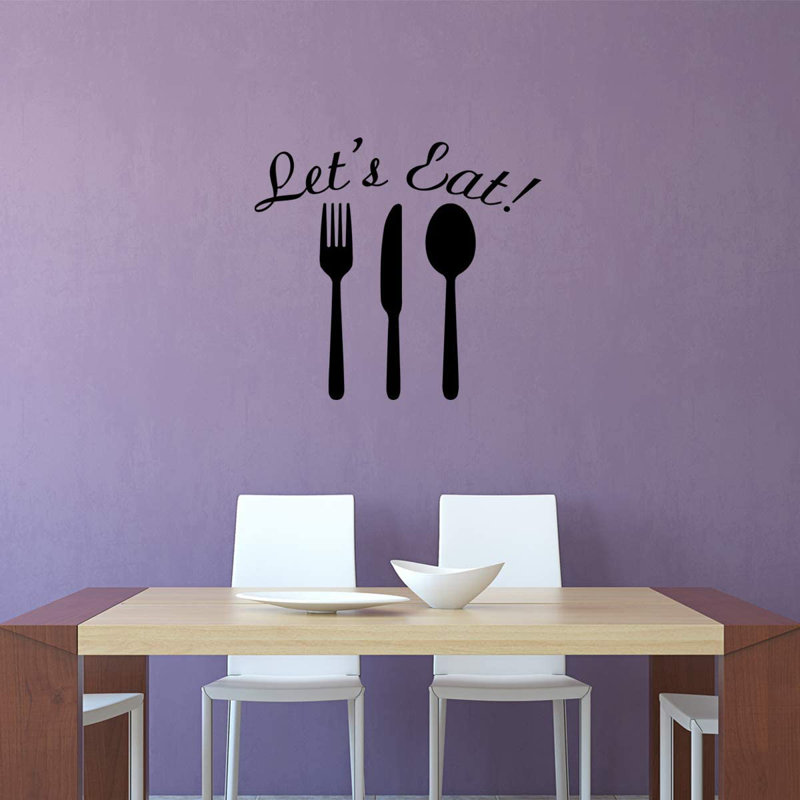 Adhésif décoratif en vinyle LET’S manger, H 10 po x l 10 po, Noir