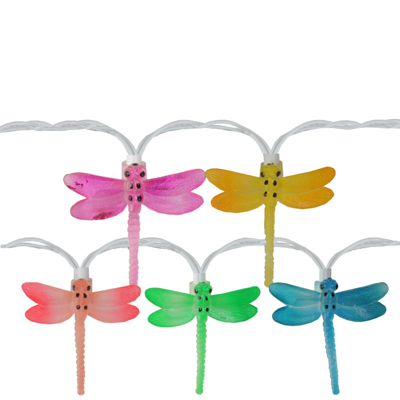10 lumières libellules de jardin pour jardin d'été à libellule en fil blanc 7,25 pi