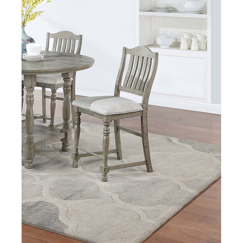 Dining Table 4X High Chairs 5Pcs Counter Height Dining Set Plush Upholstered Fabric Seat Contemporary Style