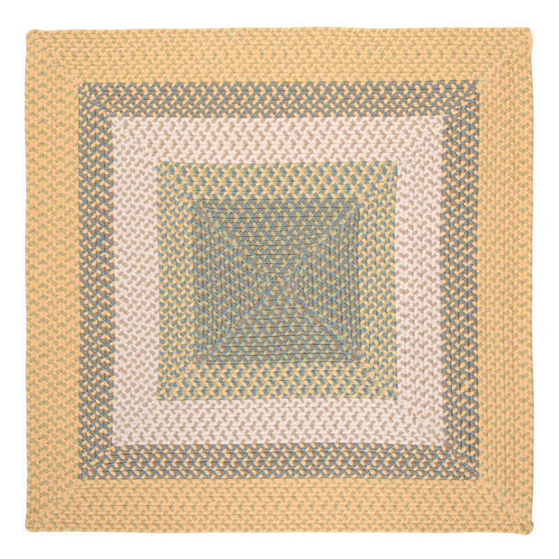 Tapis géométrique jaune en polypropylène Aylo, Jaune, Carré 12 pi