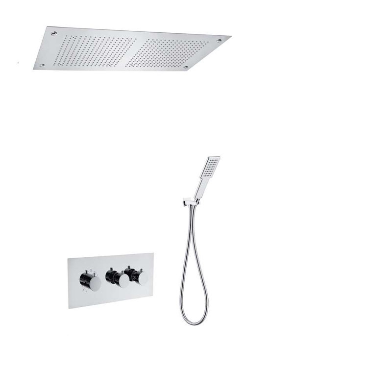 Genoa Matera Chrome LED Thermostatic Ceiling Shower with Dual Function and Sleek Hand Shower Set