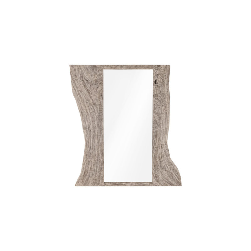 Transitional Gray Chamcha Wood Beveled Accent Mirror 62x75