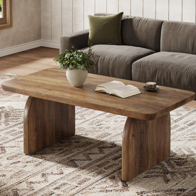 47-Inch Wood Coffee Table, Rectangular Center Table for Living Room