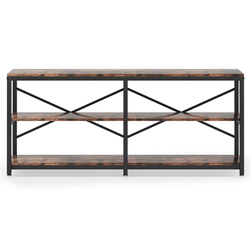 Console 70,9 po avec tablettes de rangement, Rustic Brown/Black, Brun rustique