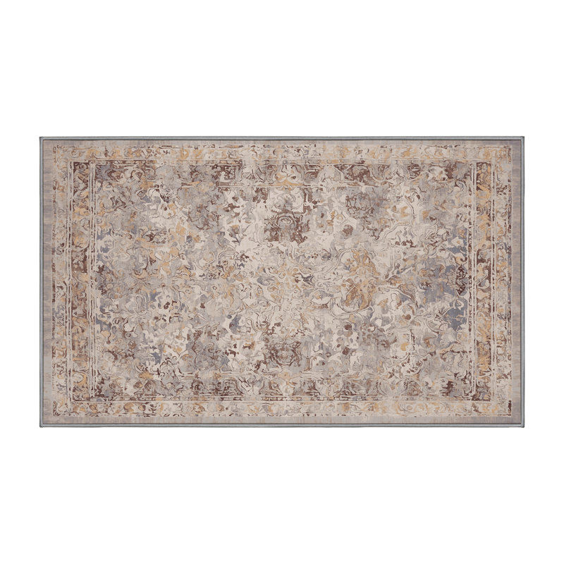 Machine Washable Gray Area Rug, Rectangle 2' x 3'