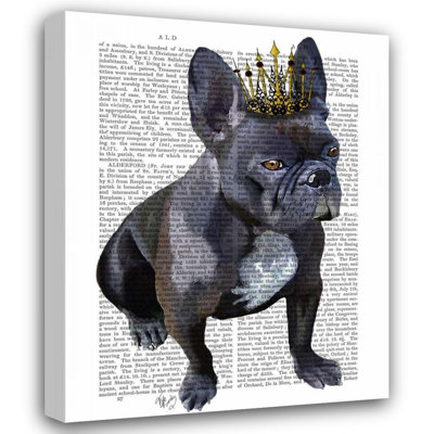 Trinx Fab Funky Gallery Wrapped Canvas Art Titled: French Bulldog King