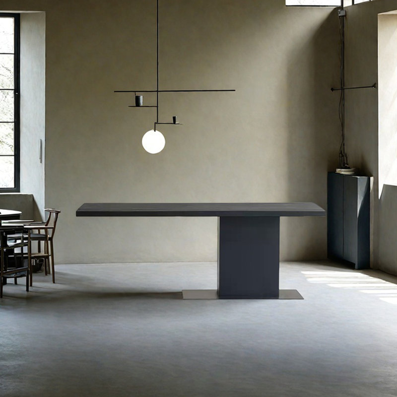 Table de salle à manger en bois de frêne noir carbonisé, H 29,53 po x L 62,99 po x l 27,56 po