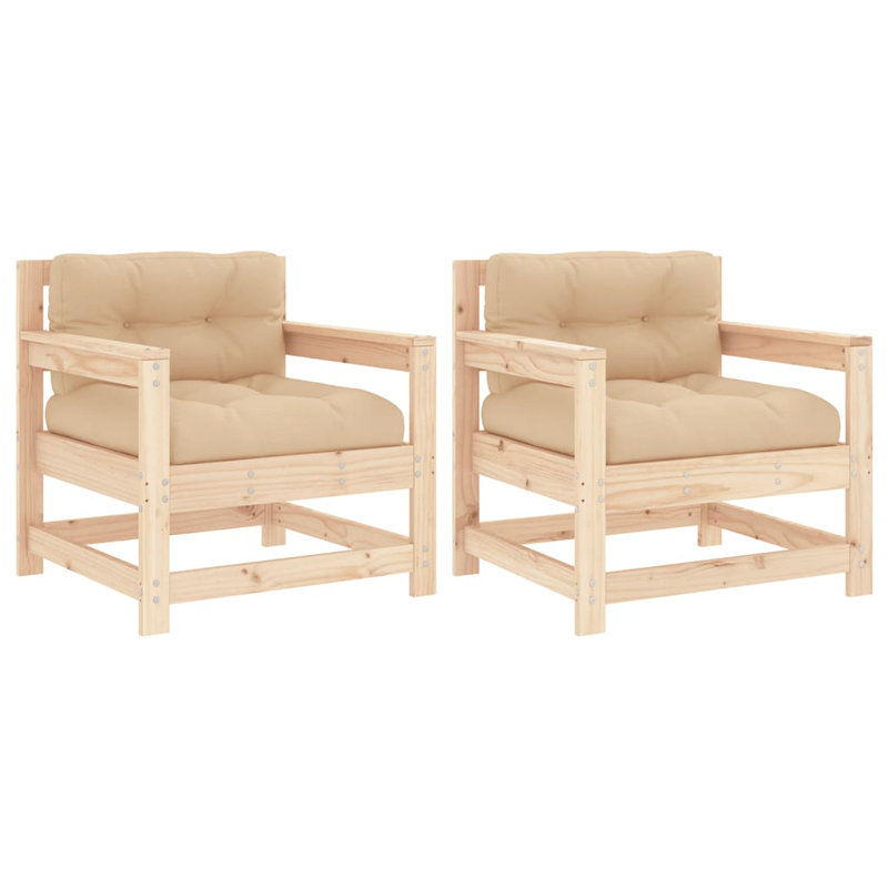 Chaise de patio avec coussins Sakayla, Beige, Brun