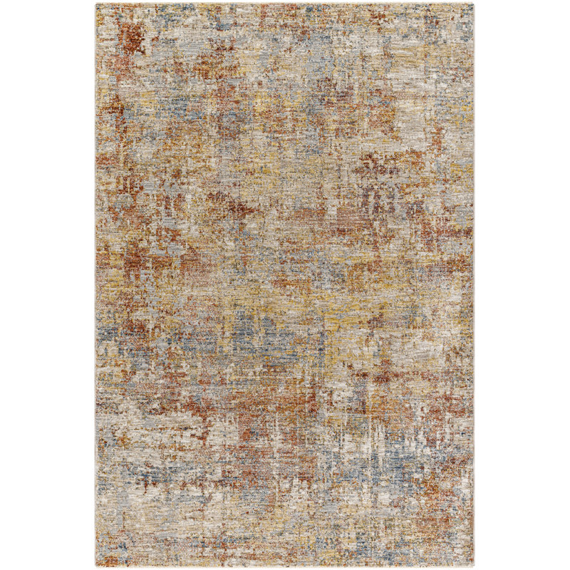 Tapis abstrait rouille tissé à la machine Pellerin, Tapis de couloir 2 pi 7 po x 10 pi