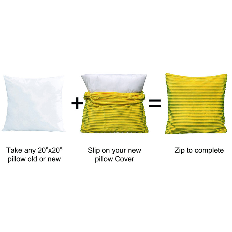 Striped Square Cushion Cover, Lemon Curry