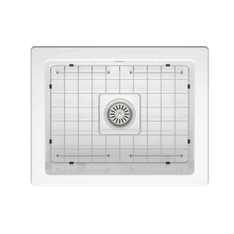 Domo 60S Retro-Fit, Ceramic Kitchen Sink, White, with Bottom Grid - 620x495mm