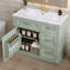 Meuble-lavabo autoportant de 36 po avec comptoir d'évier, armoire en panneau de fibres à densité moyenne avec 4 tiroirs, porte à fermeture en douceur et tablette réglable, lavabo en céramique, vert-2056886317