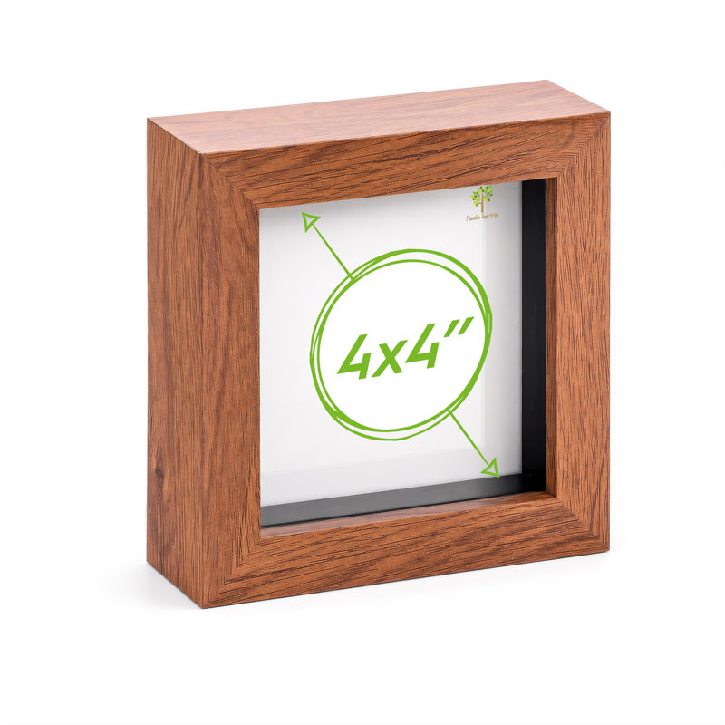 Nicola Spring - 3D Box Photo Frame, Brown, 12.5cm H x 12.5cm W x 3.5cm D