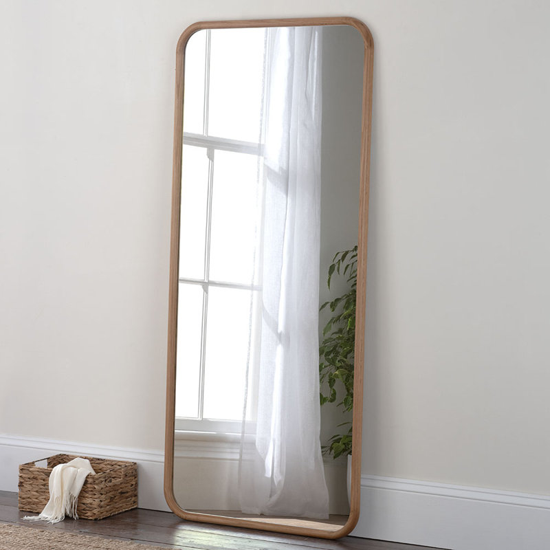 Oak Framed Large Full Length Mykelti Mirror, 180cm H x 80cm W, Oak Wood