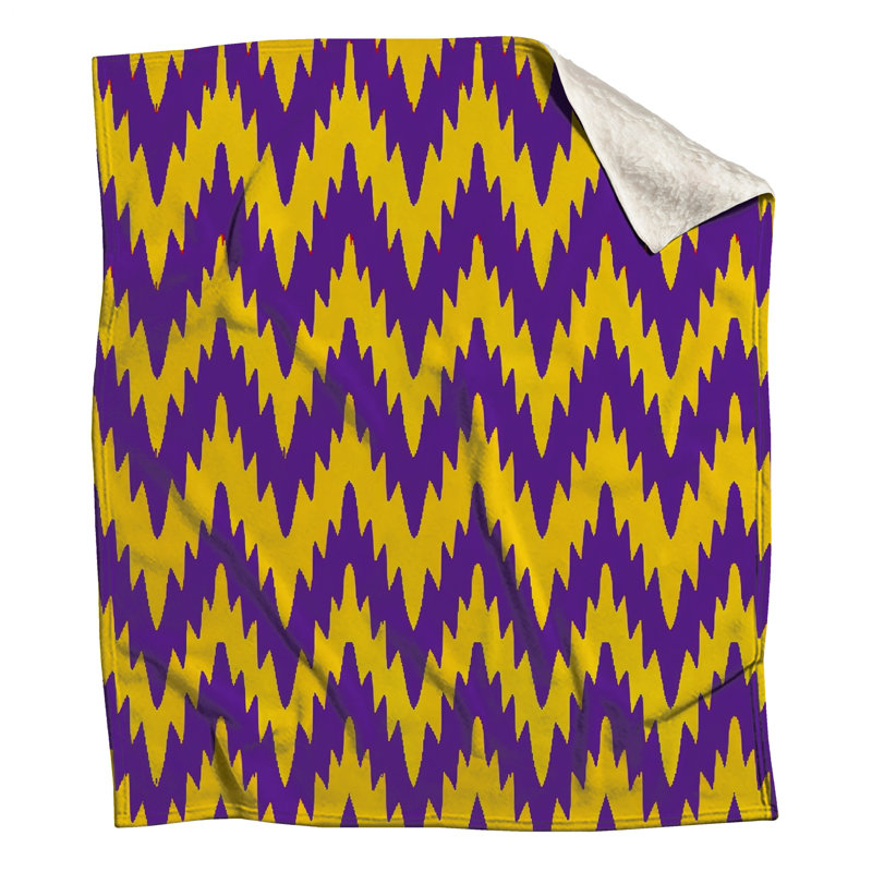 Couvertures mauves à chevrons jaunes, L 60 po x H 80 po