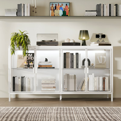 4-Door Accent Cabinet With Tempered Glass And Adjustable Lights by Wrought Studio
