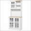 Armoire de cuisine autoportante avec huche, grand comptoir et tablettes réglables pour un rangement organisé