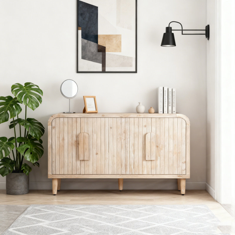 Buffet de rangement 59 po Farmhouse Vintage, Bois naturel délavé