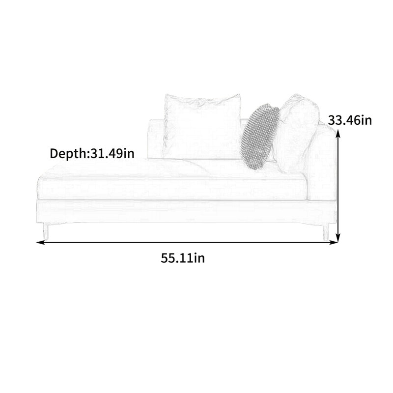 Fauteuil inclinable moderne en coton et en lin, Accoudoir à droite (vu de face)