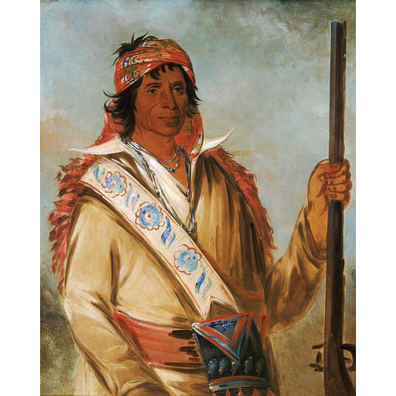 "Steeh-Tcha-Kó-Me-Co, Great King" by  George Catlin - Gallery Wrap Canvas Wall Art, 24" H x 17" W