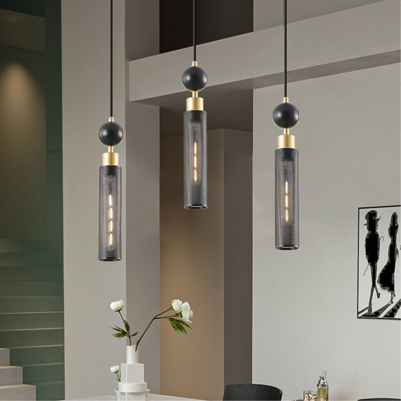 Lustre suspendu moderne 25 po noir et or 3 lumières