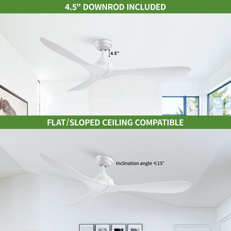 Garuda 56'' 3 - Blade Propeller Ceiling Fan with Remote Control without Lights, White