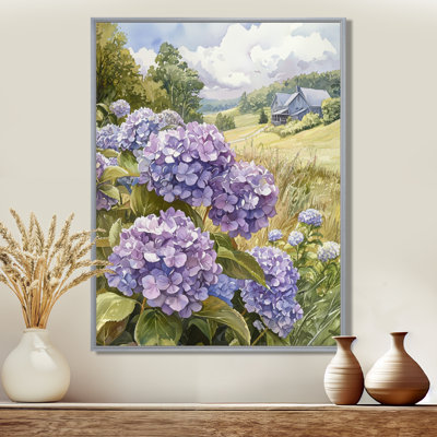 «Isaiaha», champ d'hortensias dans la prairie de la ferme - hydrangées, art mural