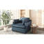 Fauteuil de siège bleu élégant - Structure, confortable, style polyvalent, idéal pour la détente, coussin de l 34,6 po x l 37 po-1948374257