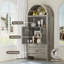 Arched Cabinet Bookshelf Bookcase - 71” Tall Mid Century Arched Display Cabinet, Open Shelf Storage Cabinet for Dining Room-1095776640