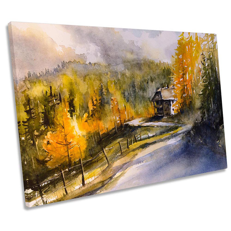 Orange Forest Trees Rural Framed - Wrapped Canvas Print, 30.5cm H x 45.7cm W x 2cm D