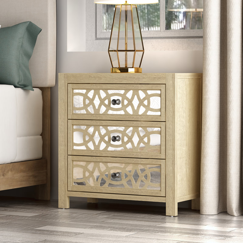 Newsoms 3 Drawer 26" W Nightstand, Oak