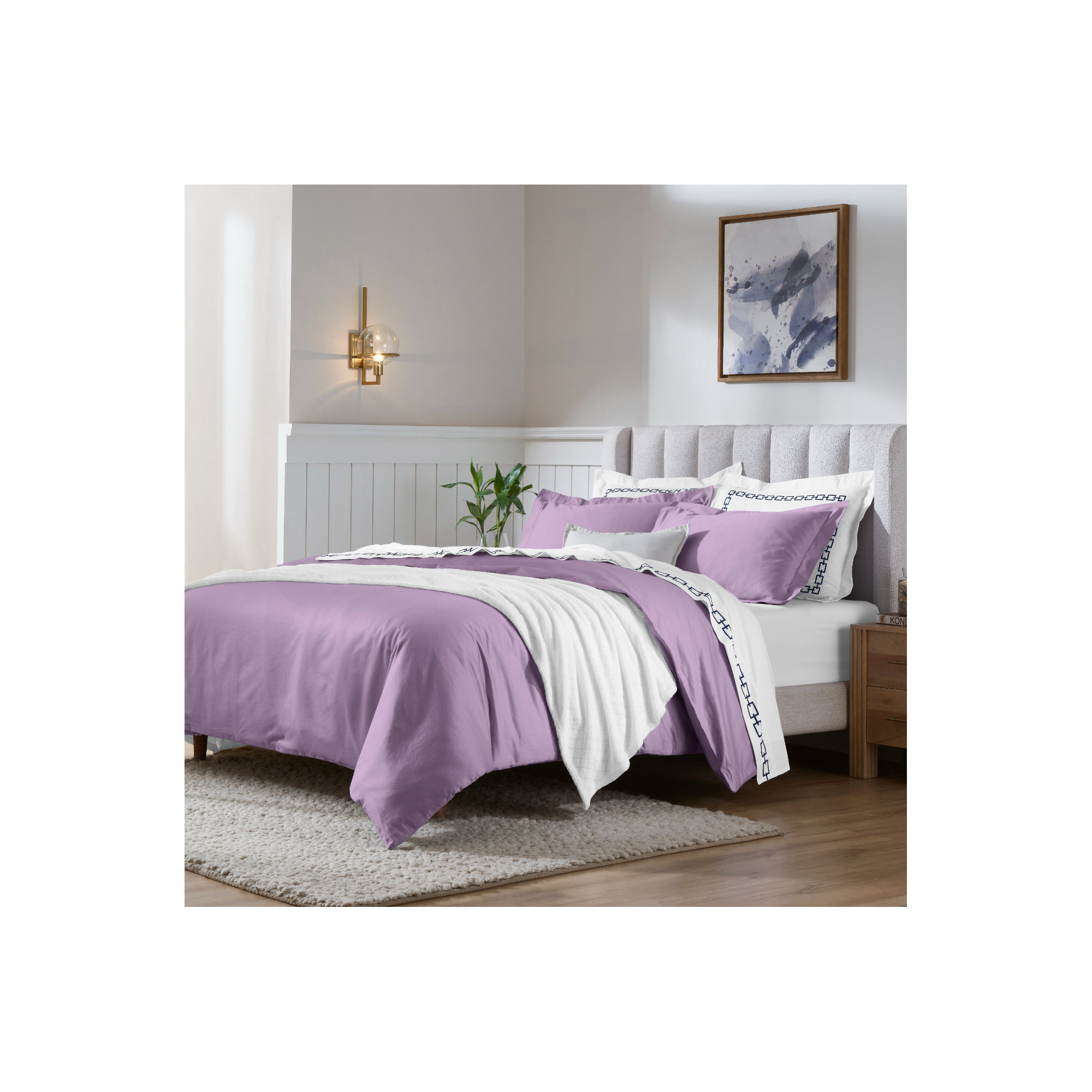 Cotton Duvet Cover Set, Wisteria, Full/Queen Duvet Cover + 2 Pillow Sham