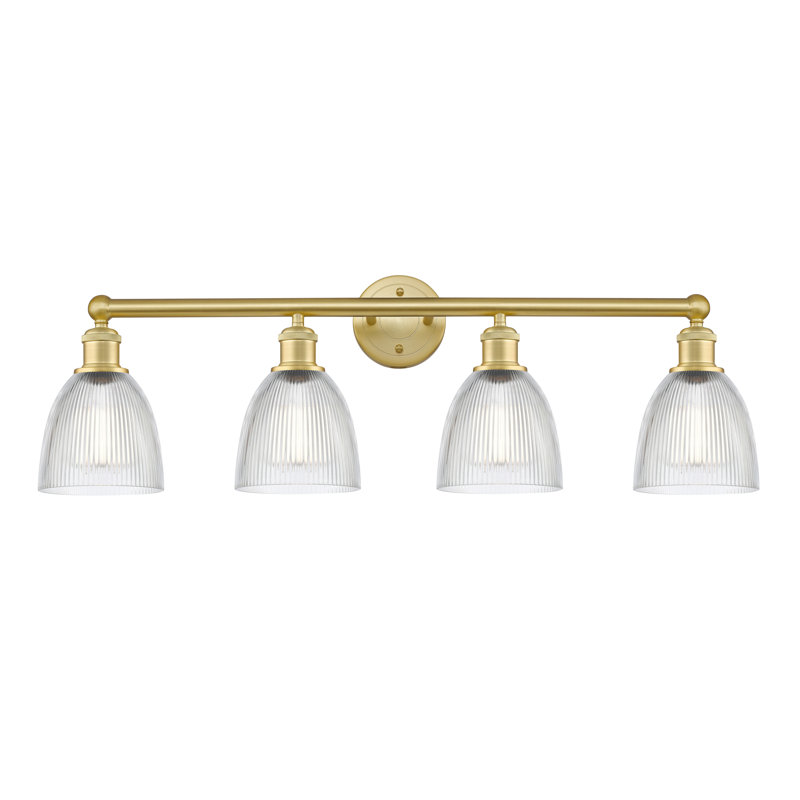 Éclairage pour meuble-lavabo 4 lumières 33 pouces Philomene, Transparent, Or satiné