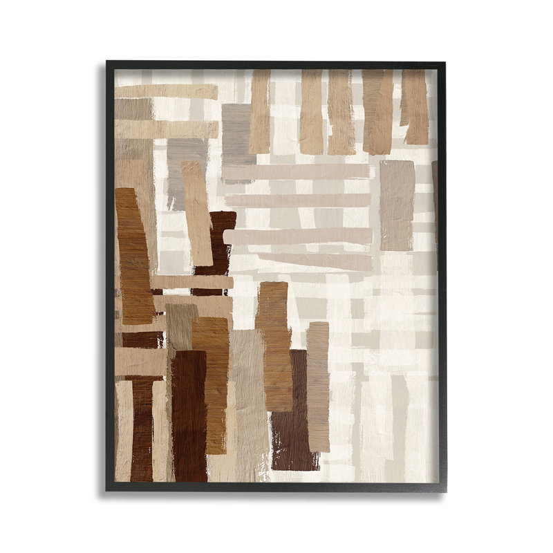 "Brown Crosshatched Motif" par Amber Sterling sur toile, Giclée encadrée noir minuit, H 11 po x l 14 po