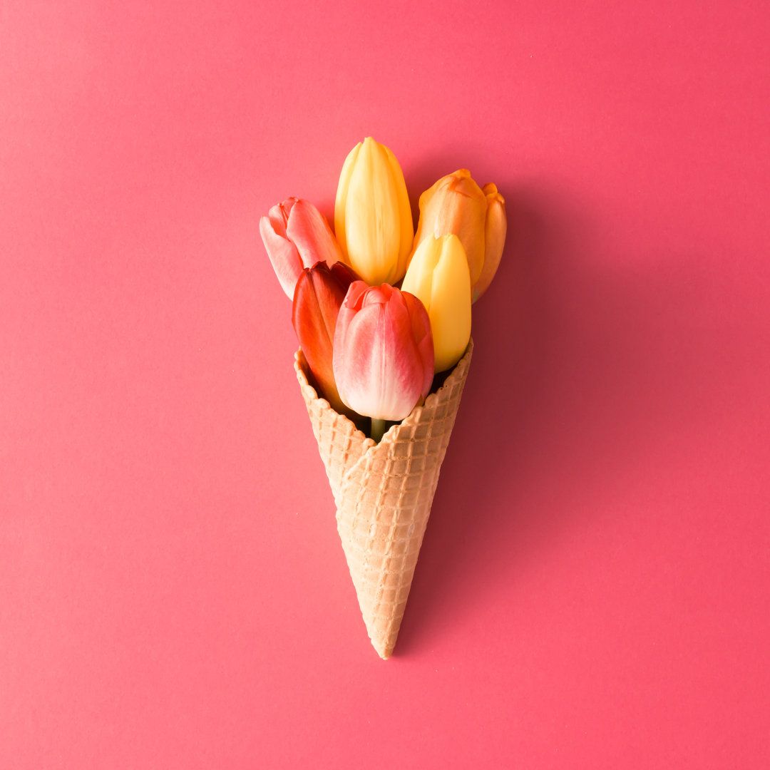 Kegel mit Blumen - Kunstdrucke auf Segeltuch