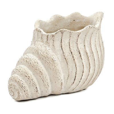 11.5X7x7 Inches Beige Sand And Cement Shell Decorative Planter Ideal For Succulents, Herbs, Trailing Plants To Infuse Serene Energy In Your Home Bring A Coastal Vibe Conservatory