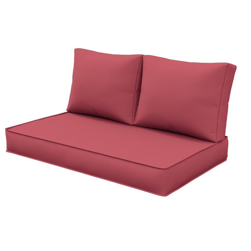 3-Piece Outdoor 5" Replacement Cushion Set Seat/Back Cushion，Only cushions, Fuchsia Red