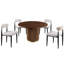 Ensemble de table de salle à manger 5 pièces de style contemporain avec 4 chaises rembourrées, table de poker ronde de 52 po avec porte-gobelets, base en roseau avec accents dorés, ensemble de jeu et de salle à manger convertible pour 4 joueurs-128975920