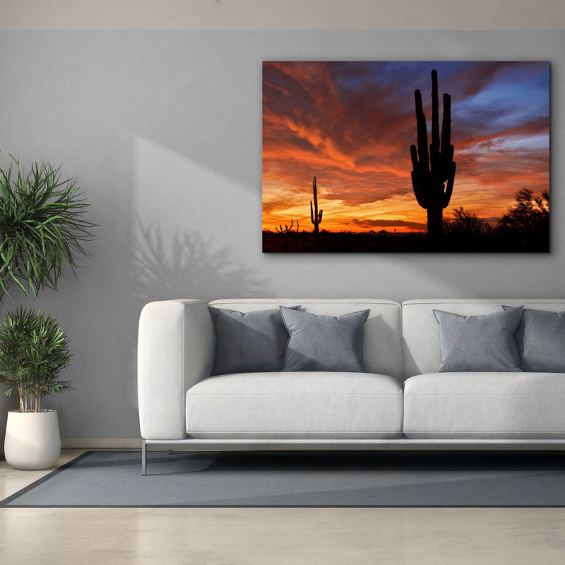« Coucher de soleil sur Mesa Saguaro 5078 » par Mike Jones, toile murale, 152 x 102 cm, 60 po x 40 po