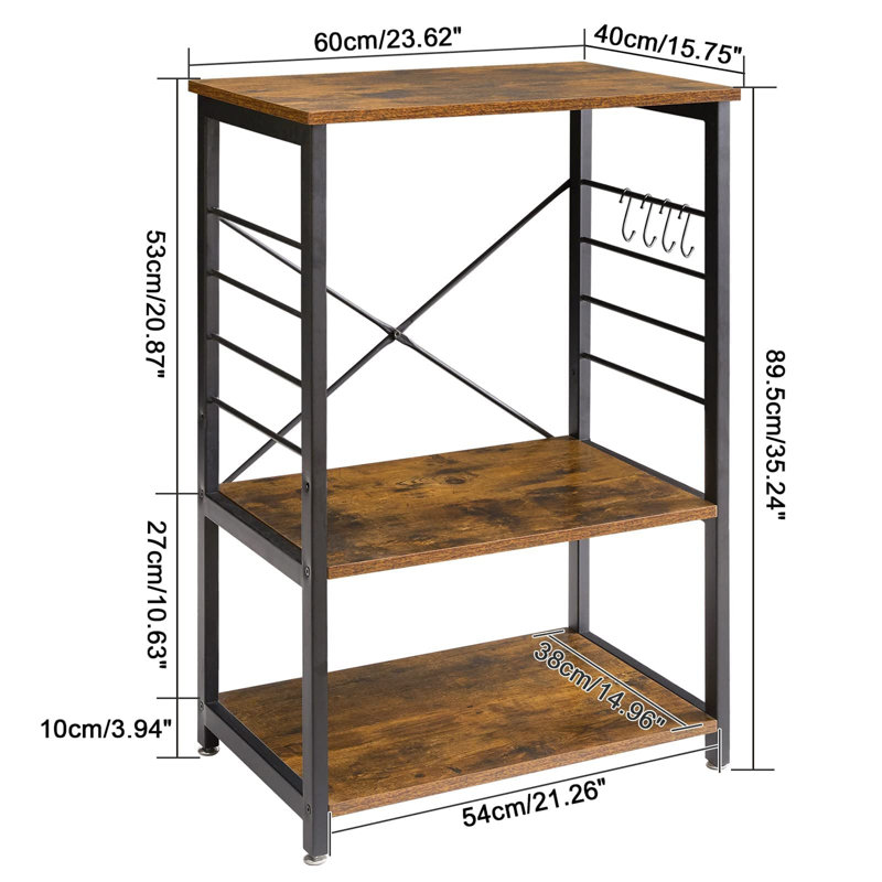Irmtrud 60cm Iron Standard Baker's Rack with Microwave Compatibility