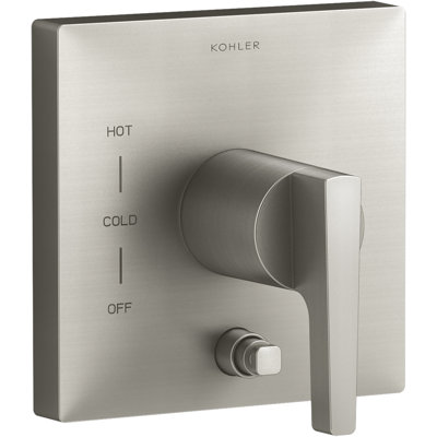 Garniture de valve Honesty avec inverseur à bouton-poussoir et poignée levier pour valve d'équilibrage de pression Rite-Temp (R), nécessite une valve