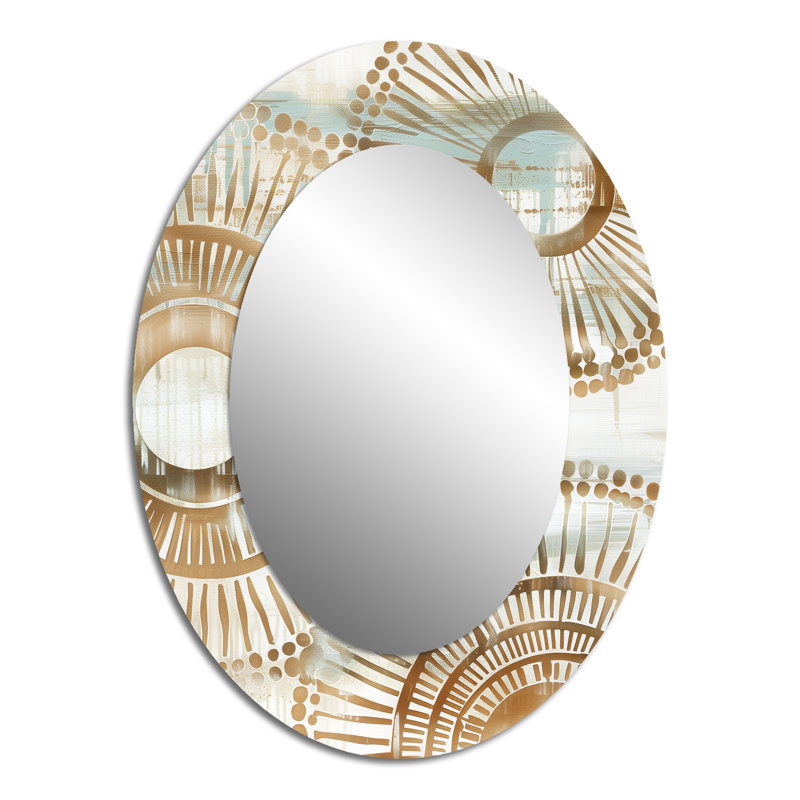 Miroir mural bohémien beige et doré, 40 po x 30 po